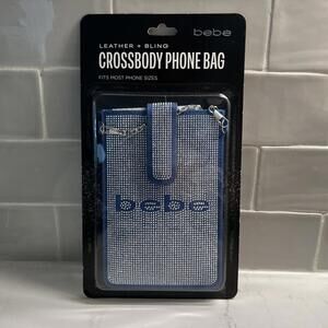 Bebe Leather &‎ Bling Crossbody Phone Bag - Fits Most Phone Sizes Y2K Bling